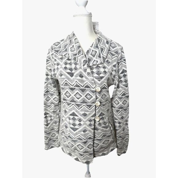 Lucky Brand Jackets & Blazers - Lucky Brand Jacket Women's M Gray White Textured Blazer Collared Diamond Stretch